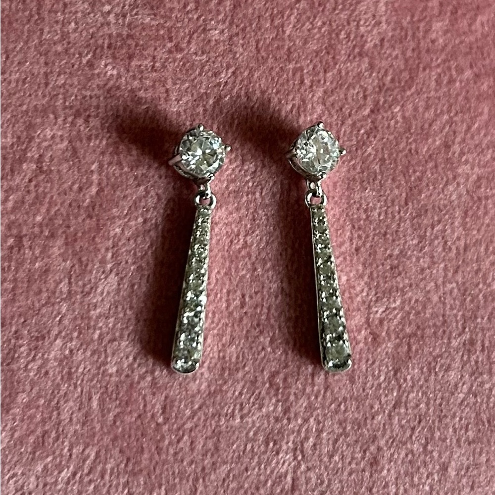 Sophisticated Silver Drop Earrings with Gemstone Accents